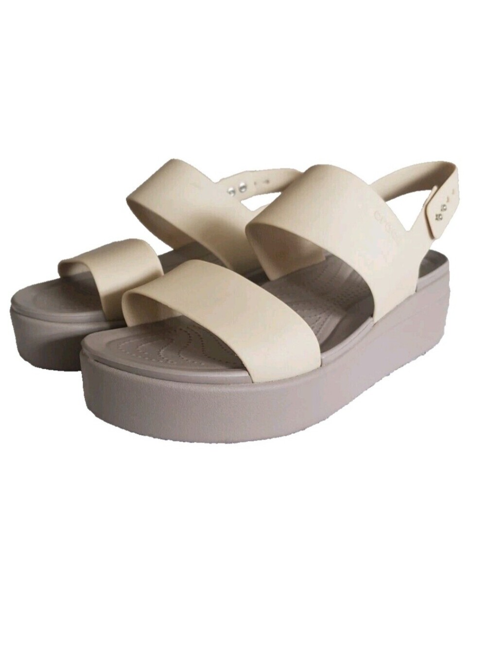 Crocs Brooklyn Low Wedge Sandals W9 Tan Comfy Beach Lightweight Casual